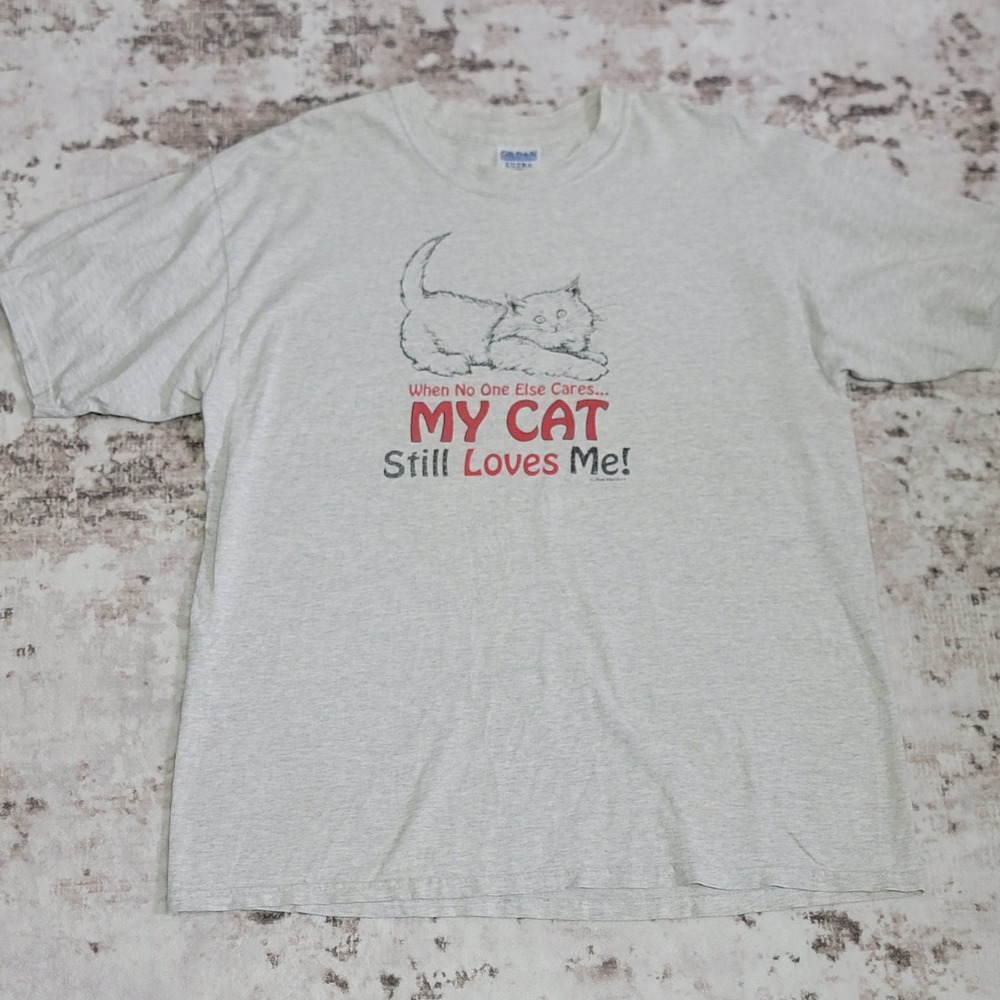 VTG 90s My Cat Still Loves Me T-Shirt XL Gildan Ultra Cotton Kitten Graphic